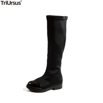 

Children's Elastic Cloth Knee High Boots 2020 New Leisure Kids Girls Designer Boots Shoes Black Zipper Little Girl Fashion Boots