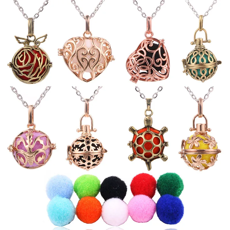 Charm Mexico Chime Music Ball Bell Aroma Locket Pendant Necklace Aromatherapy Essential Oil Diffuser Perfume Jewelry | Украшения и