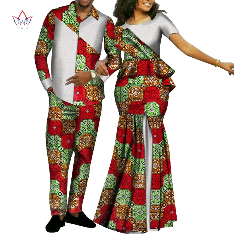 Африканский стиль, одежда для пар, для милых влюбленных,, Базен, женские комплекты с юбкой и мужские комплекты, Дашики размера плюс, свадебная одежда, WYQ268