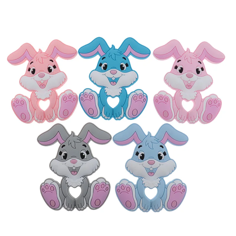 10pcs 토끼 실리콘 Teether  Teether 식품 학년 실리콘 Teether 치아  건강 BPA 무료 젖꼭지 액세서리
