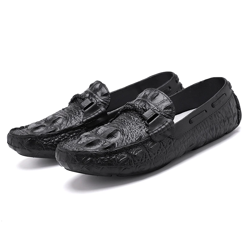 Men Casual Leather Shoes Italian Fashion Snake Skin Loafers designer Male Dress Moccasins Homme Tide Men Peas Shoes Lazy Shoes (3)