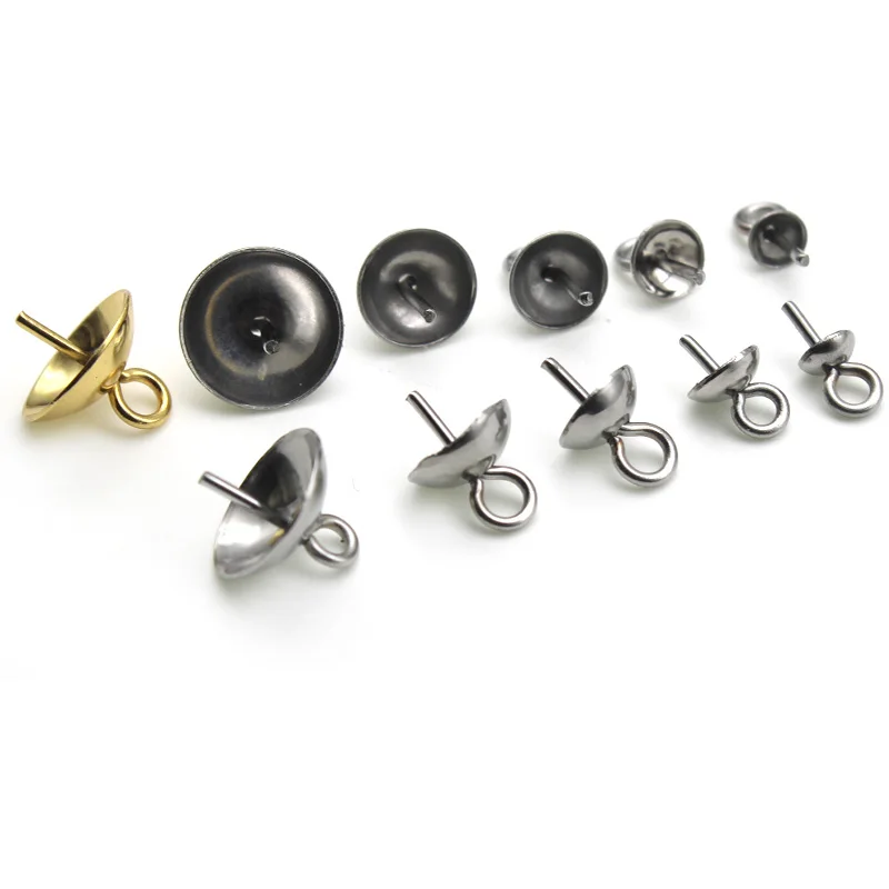 50pcs 3 4 6 8 mm Stainless Steel Charms Eye Pins Beads End Caps Top Drilled Pendant Bails Findings Connectors For Jewelry Making | Украшения