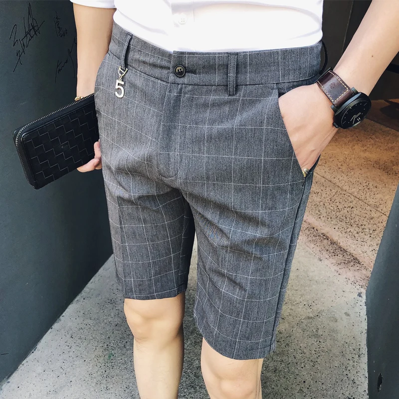 Ropa Hombre повседневные деловые для клуба серые короткие штаны мужчин 2020 клетчатый