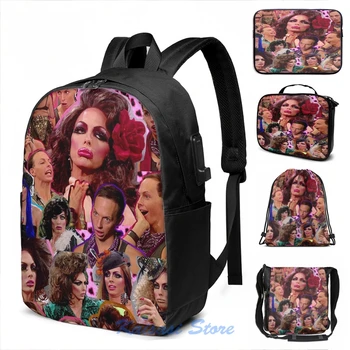 

Funny Graphic print Alyssa Edwards Collage(2) USB Charge Backpack men School bags Women bag Travel laptop bag
