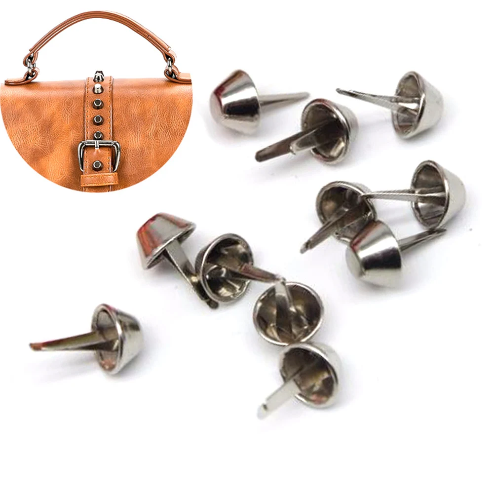 12mm 100pcs Rivets Bag Studs DIY Bag Accessories Pierced for Purse Handbag Punk Rock Metal