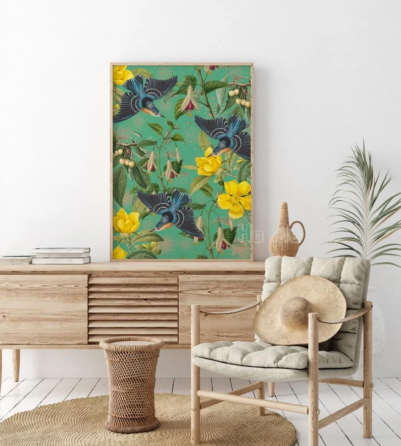 flowers and birds pattern poster collage print botanical nature paint by number aliexpress