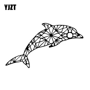 

YJZT 10CM*17.2CM Fashion Family Car Decoration Creative Dolphin Car Stickers Vinyl Decals Black/Silver C30-0162