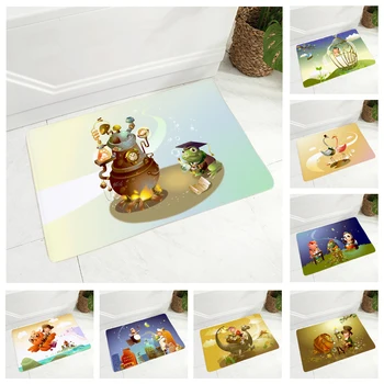 

Cute Child and Owl Doormat Non-Slip Print Soft Flannel Carpet Decor Cartoon Fairy Tales Floor Door Mat for Hallway 40x60cm