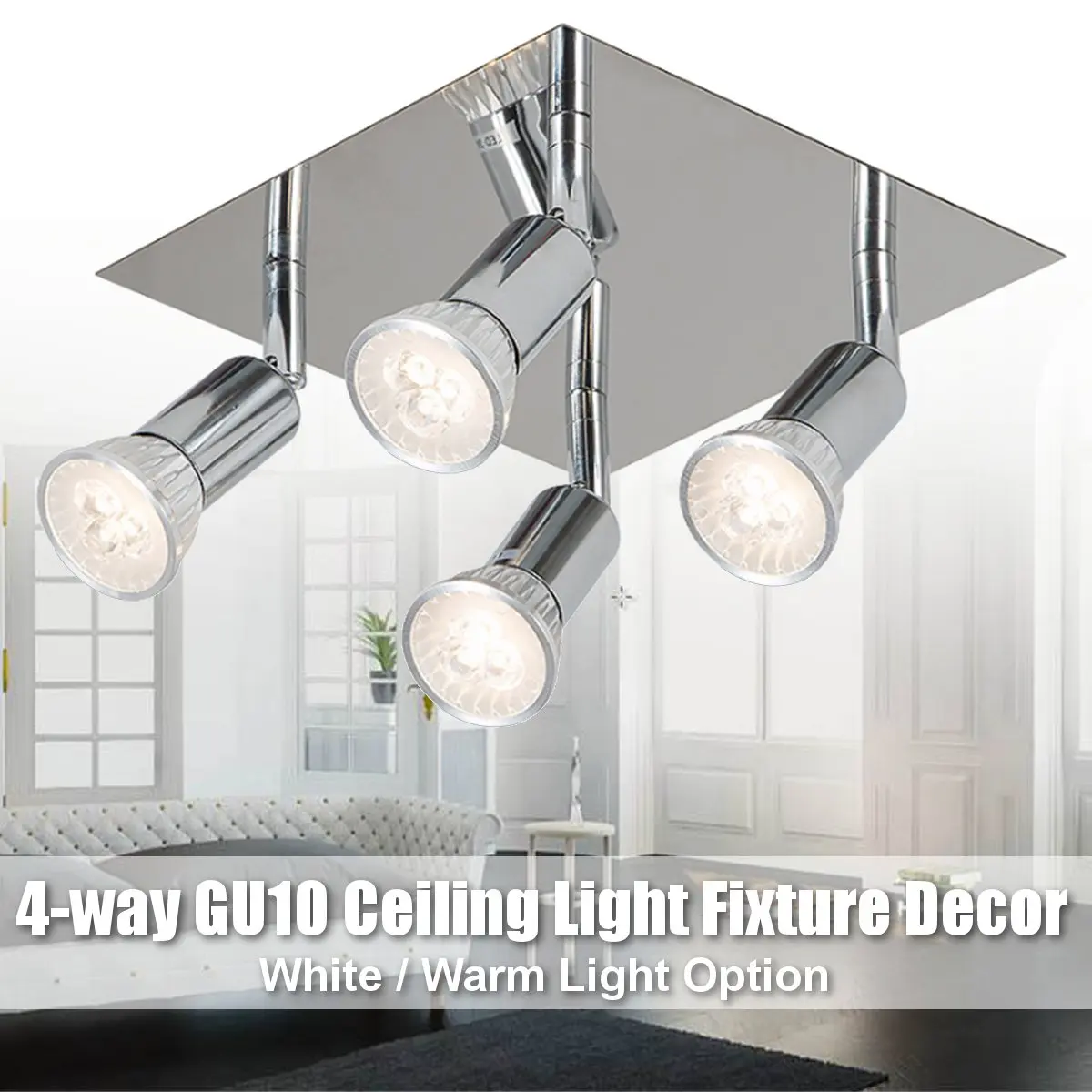

4-Way GU10 Ceiling Light Fittings Adjustable Ceiling Lamp Home Fixture 12W 220V Living Room Decoration Boutique Shop Lighting