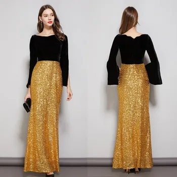 

Robe De Soiree Evening Dresses Long Velvet Sequined Floor-Length Mermaid Evening Gown Formal Gown Elegant Abendkleider