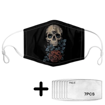 

Cool Flora Skull Print Face Mouth Anti Dust Mask Fashion Black Women Protective Daily Masks with PM2.5 Filter Mascarillas Female