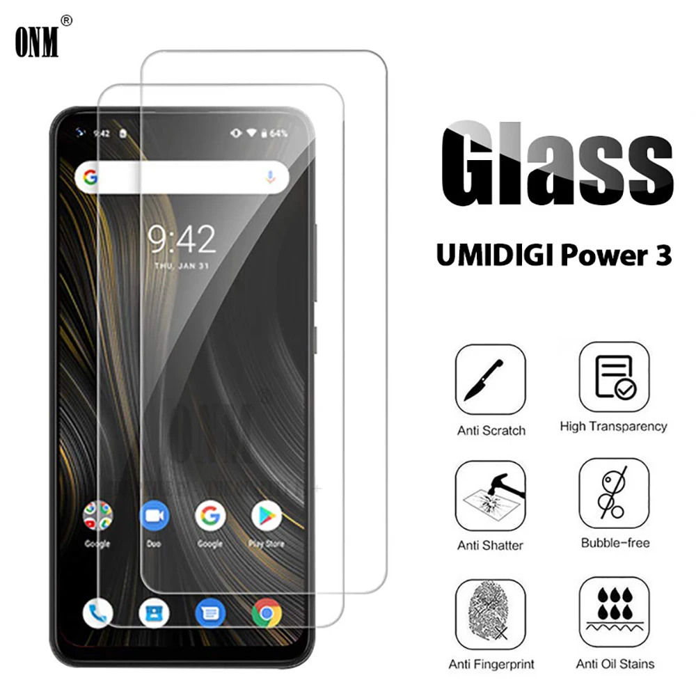2 шт закаленное стекло для UMIDIGI Power 3 Защита экрана Защитная стеклянная