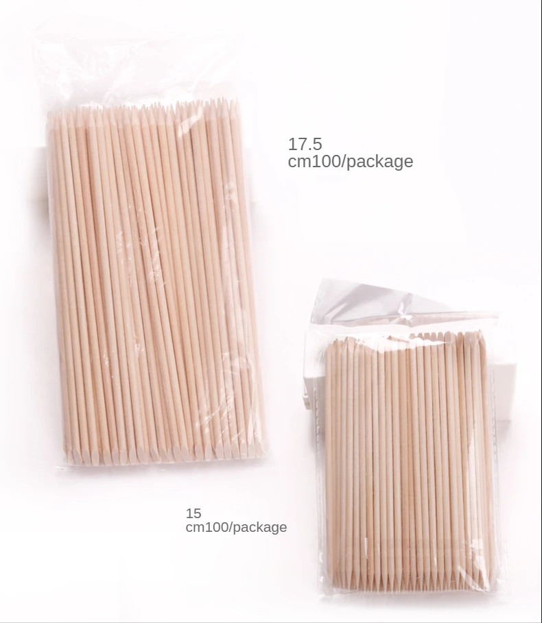 3 Sizes Orange Wood Sticks for Cuticle Pusher - 10/50/100 Pieces/Set