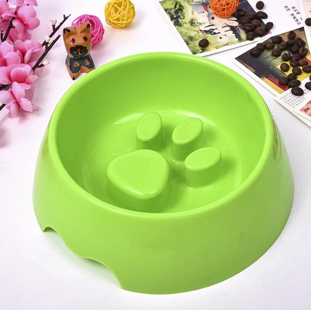 Питомец собака кошка еда медленная миска щенок анти дроссель миска питомец кошка корм для кормления - Цвет: green
