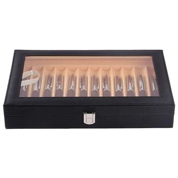 

12 Pen Box Leather Pen Display Box PU Pen Storage Box Leather Pencil Case Storage Box