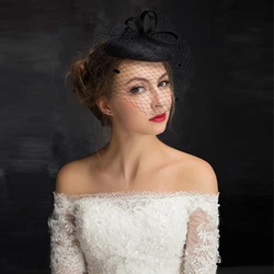 Hot Sale Black Birdcage Veil Wedding Hat Bridal Hats Wedding Birdcage Veil Face Veils Net Bridal Hats Wedding Accessories