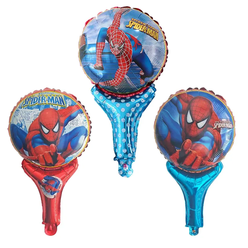 

10pcs 25*35cm hand stick hero foil balloon the Avengers hlium globals spider man balls for children 's day kids birthday toys