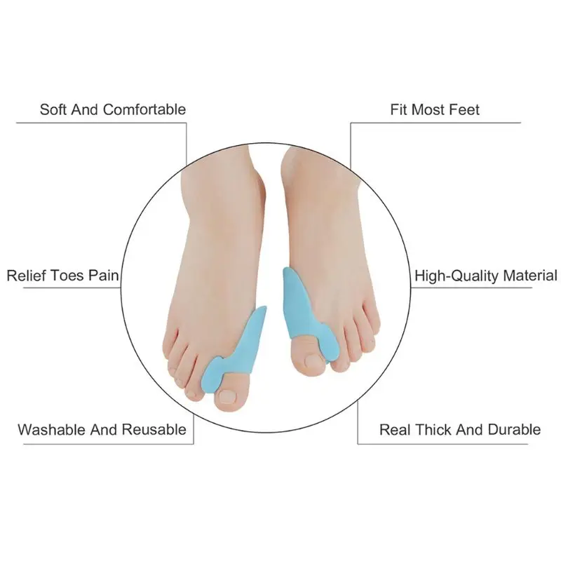 1 Pair Silicone Toe Separator Corrector Orthotics Straightener Foot Hallux Valgus Protector Care Tools Foot Hallux Straightener
