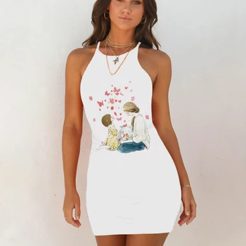 

Slim Dress Cute Super Mom Print Summer Clothes Bodycon Dress Sling Vogue Sleeveless Mini Short Party Dress 2020 Femme Vestidos