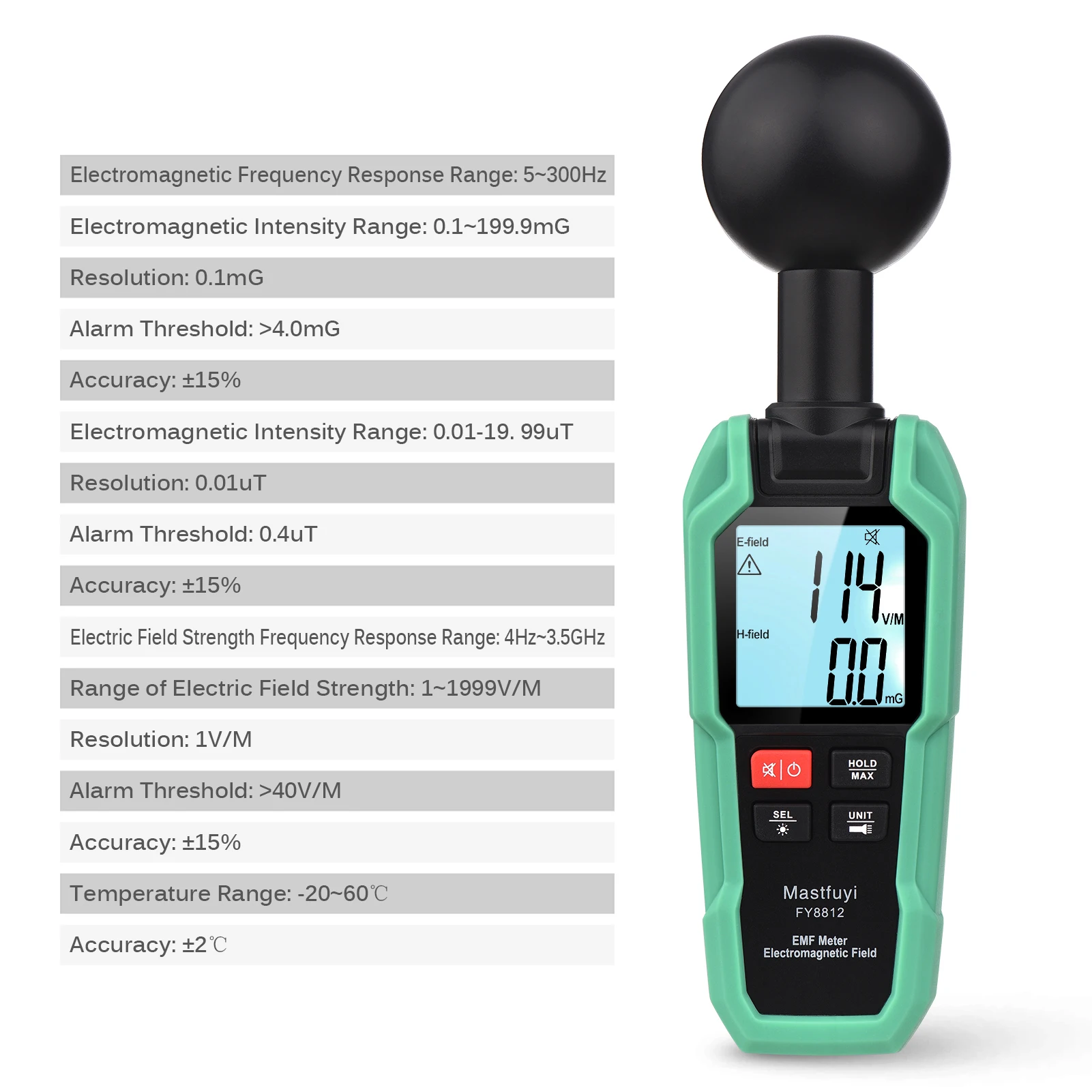 EMF Meter Electromagnetic Field Tester High Precision Electromagnetic Radiation Gauge Electromagnetic Wave Radiation Detector compression force gauge