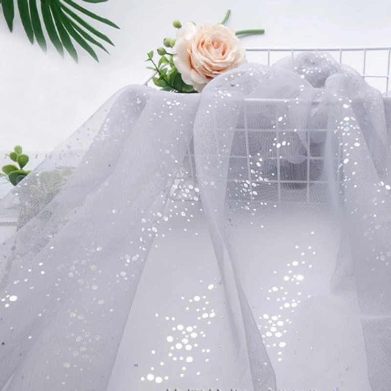 Тюлевое платье-пачка с блестящим принтом, свадебное украшение, вуаль, лазер, сделай сам, для рукоделия, на день рождения, для вечеринок, для пришивания куклы, детское платье, сетчатая ткань