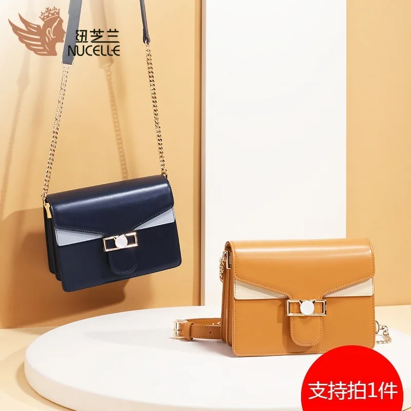 

Oblique Satchel Female 2019 Foreign Style Joker Temperament Single Shoulder Bag Contrast Color Organ Bag