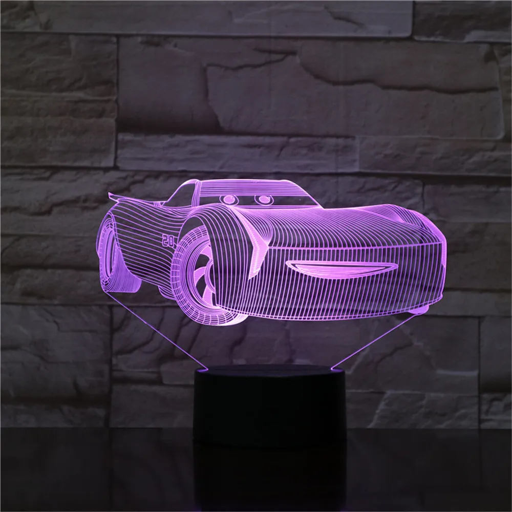 Disney мультфильм 3D СВЕТОДИОДНЫЙ Ночник светильник для детей тачки 3 Ramonp ning McQueen