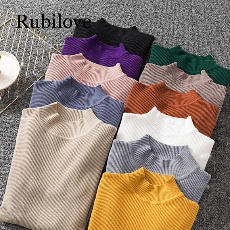 

Winter Knitting Sweater Pullovers Women Long Sleeve Tops Turtleneck Knitted Sweater Woman Clothes Female Casual Streetwear