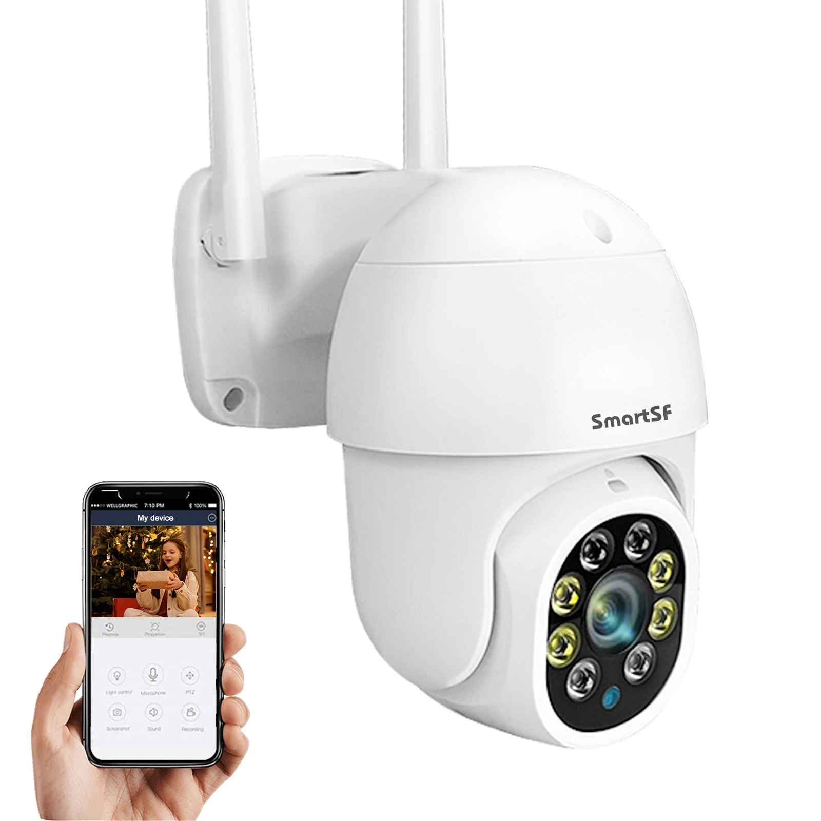 IP-камера видеонаблюдения SmartSF 3 Мп PTZ Wi-Fi 5-кратный цифровой зум беспроводная