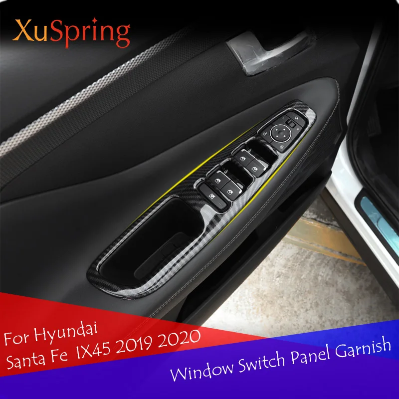 

Window Switch Panel Adjust Cover Trim Stickers Strips Garnish Decoration Car Styling 4pcs For Hyundai Santa Fe IX45 2019 2020