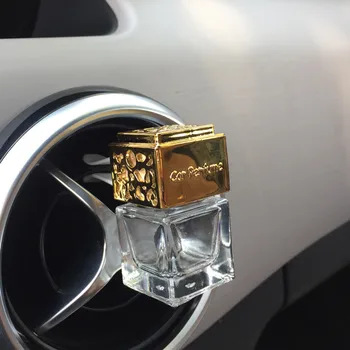 

Car Air Freshener Air Vent Clip Perfume Glass Empty Square Hanging Bottle for Auto Pendant Essential Oil Diffuser Car-styling