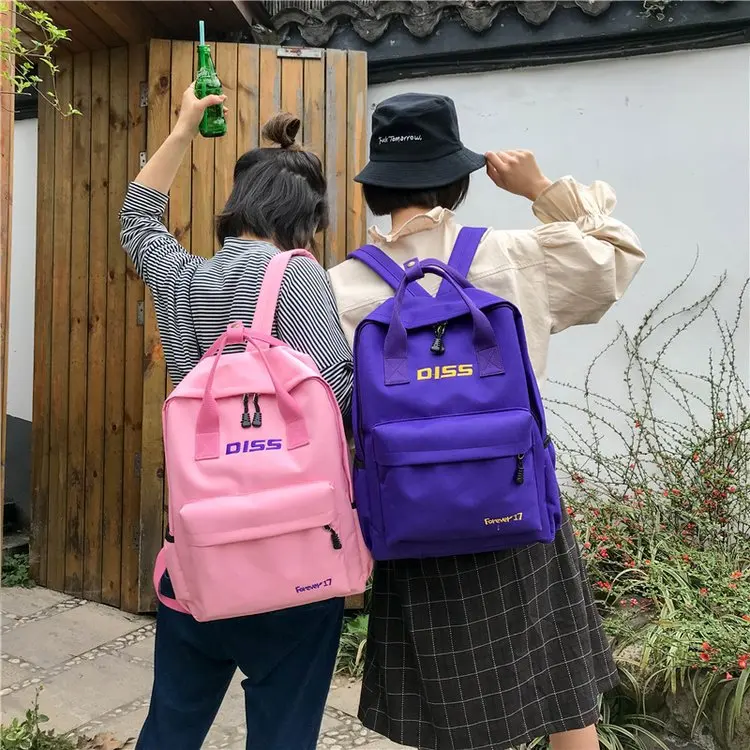 

2018 Summer New Style Canvas Backpack Women's Japanese Korean Trend College Style Hipster School Bag Hong Kong Style