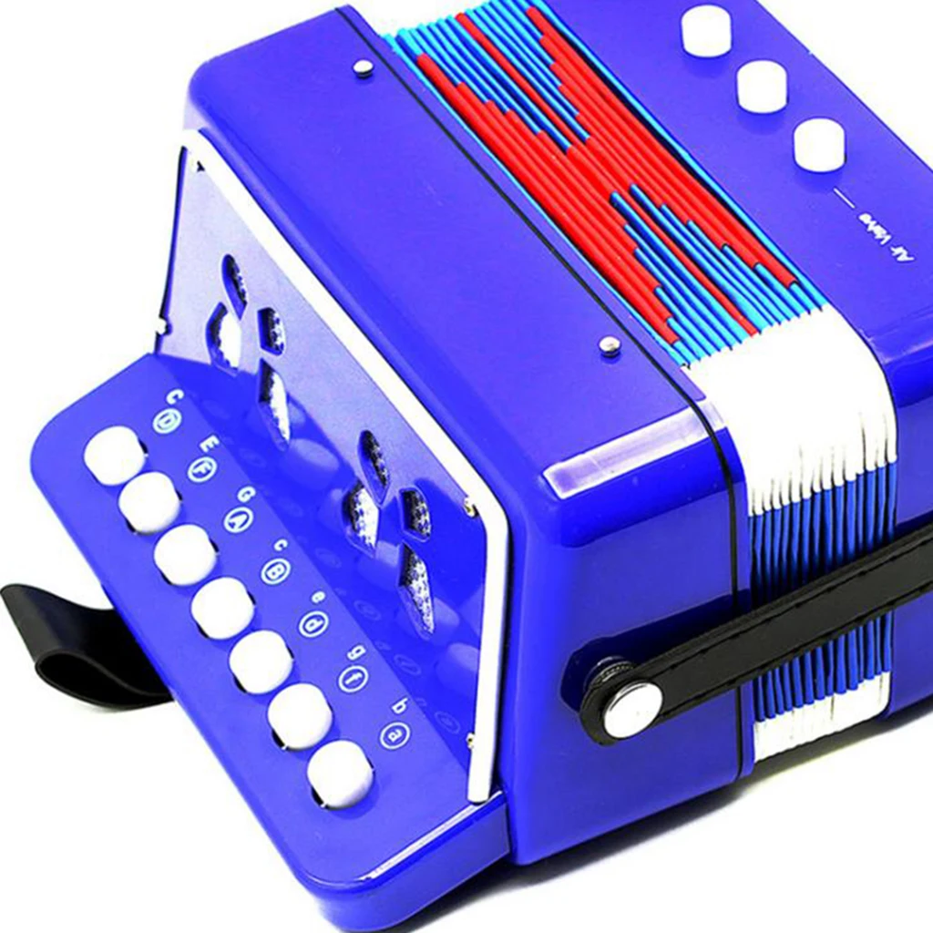 Kids Accordion Children 7-Key 2 Bass Educational Musical Rhythm Band Toy Blue