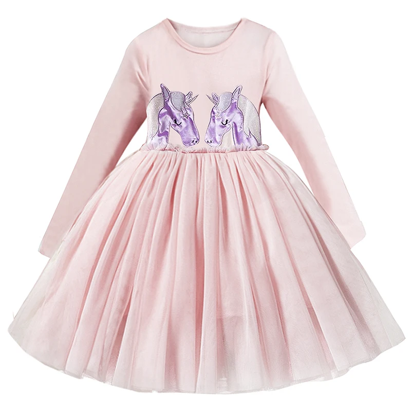 Платье для девочек с цветочным узором; платье с единорогом для девочек; Весенняя детская одежда; платье принцессы с длинными рукавами; roupas infantis - Цвет: Style 14