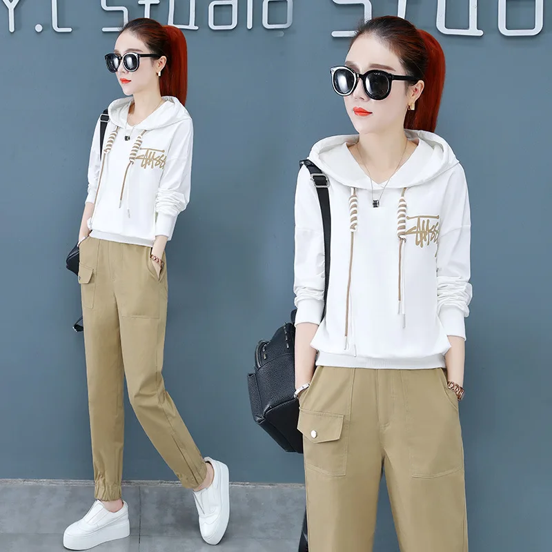 

Leisure Suit Large Size Dress 2020 New Style Spring Elegant by Age Online Celebrity Sports Skinny Pants Two-Piece Set Fashion