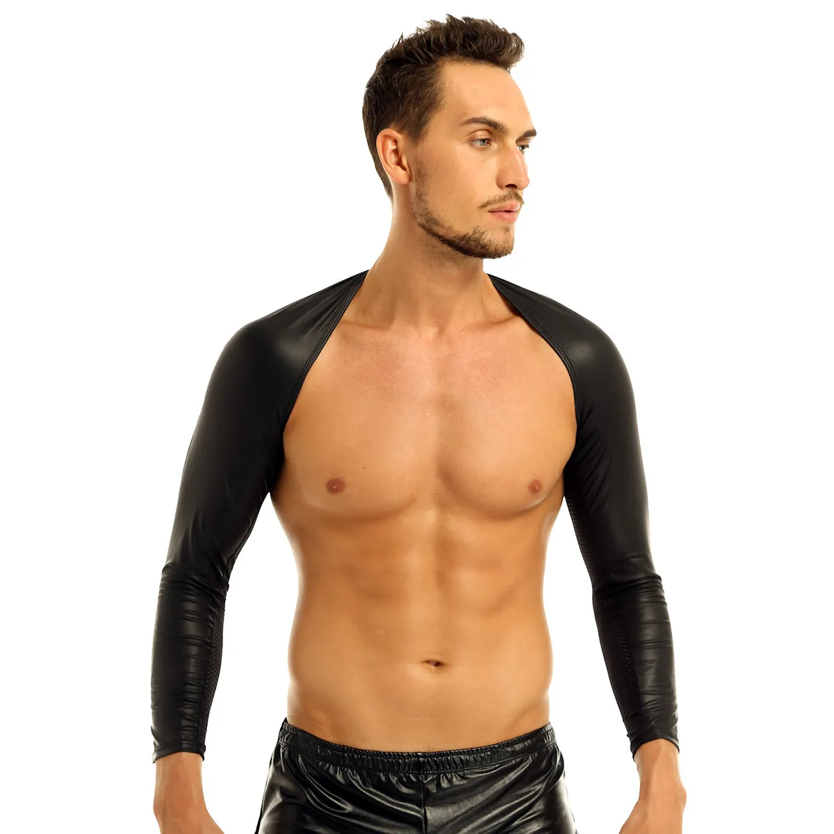 Faux Leather Patchwork Crop Tank Tops 