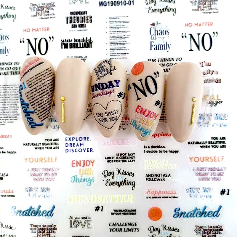 

new 1 Sheet 3D colorful letter fall Nail Art Stickers mix shape for Nails Sticker Decorations Manicure Z0232