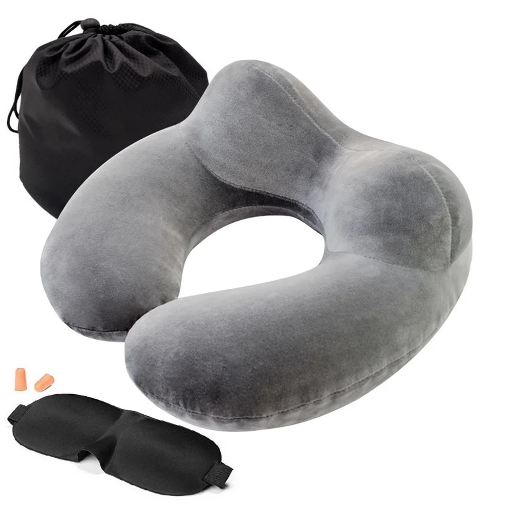 Urijk u-образная подушка для путешествий для самолета надувная подушка для шеи удобные подушки для сна домашний текстиль аксессуары для путешествий - Цвет: PVC grey