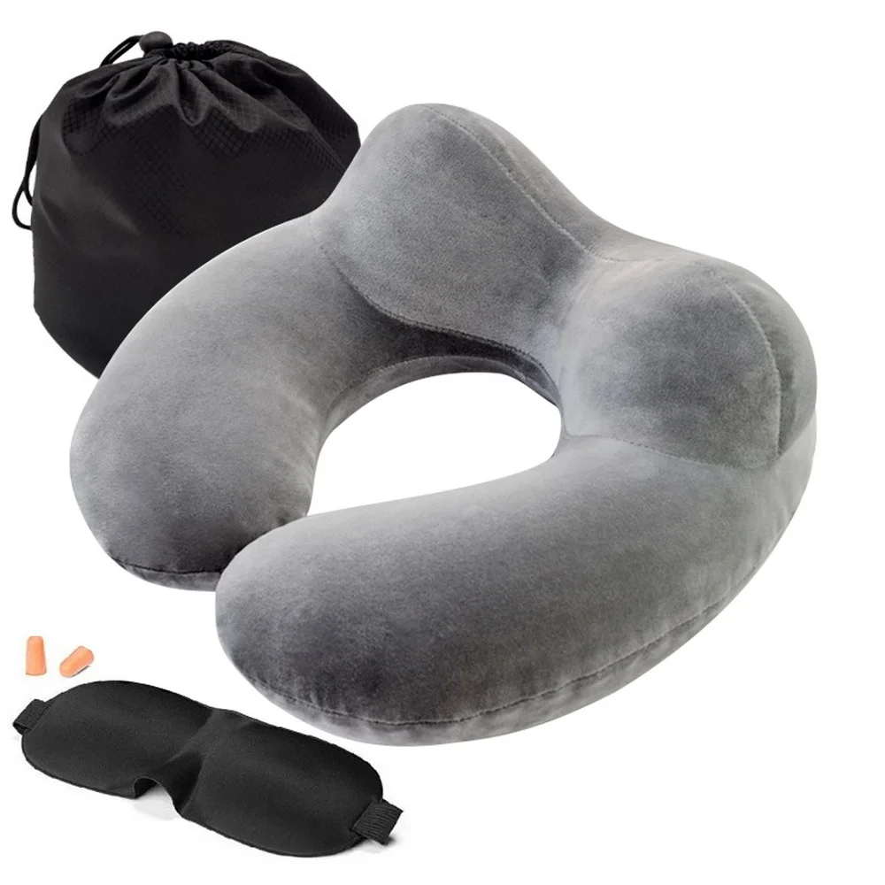 PVC grey Urijk u-образная подушка для путешествий для самолета надувная подушка для шеи удобные подушки для сна домашний текстиль аксессуары для путешествий - Цвет: PVC grey