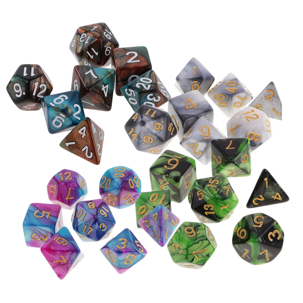 28 шт многогранные игральные кости D20 D12 D10 D8 D6 D4 для D& D RPG MTG вечерние настольные игры