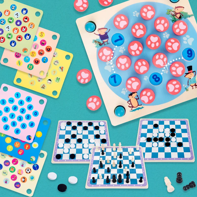 

Four-in-One Multi-functional ji yi qi Children Tabletop Game Training Memory Note Force Logical Thinking Toy
