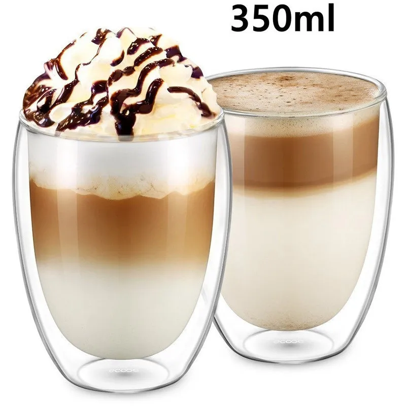 

Double layer egg line coffee cup 80ml/250ml/350ml/450ml shot Glass Tea Drink Health Regimen Coffee Cup Heat Resistant Mug