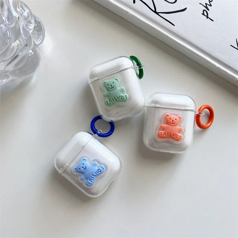 

Happy bear shockproof earphone shell for airpods pro charging case wireless bluetooth box for apple airpod 3 2 1 cute 3d cover