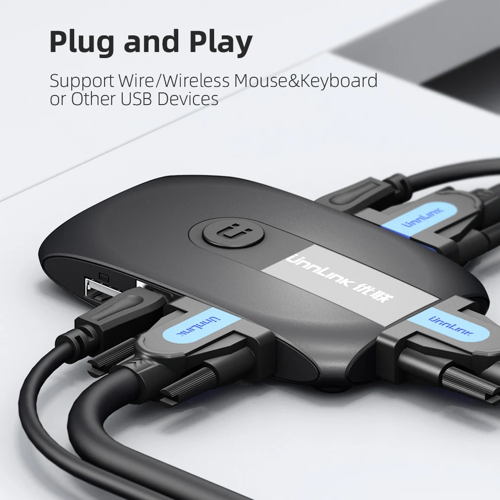 Переключатель Unnlink 2X1 VGA KVM переключатель с расширителем 2 порта USB 0 монитор мышь