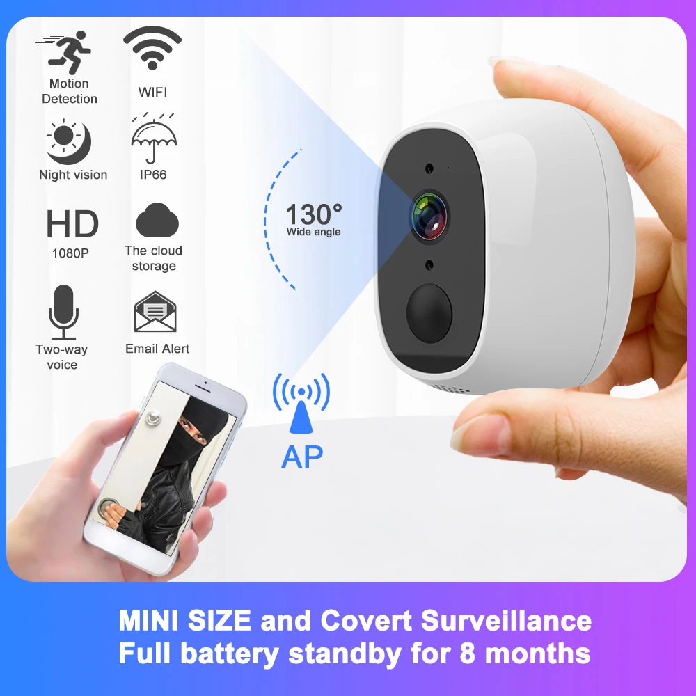 1080P ip-камера на солнечной батарейке батарея WiFi Беспроводная камера наблюдения 2.0MP Домашняя безопасность водонепроницаемый PIR сигнализация аудио водонепроницаемый