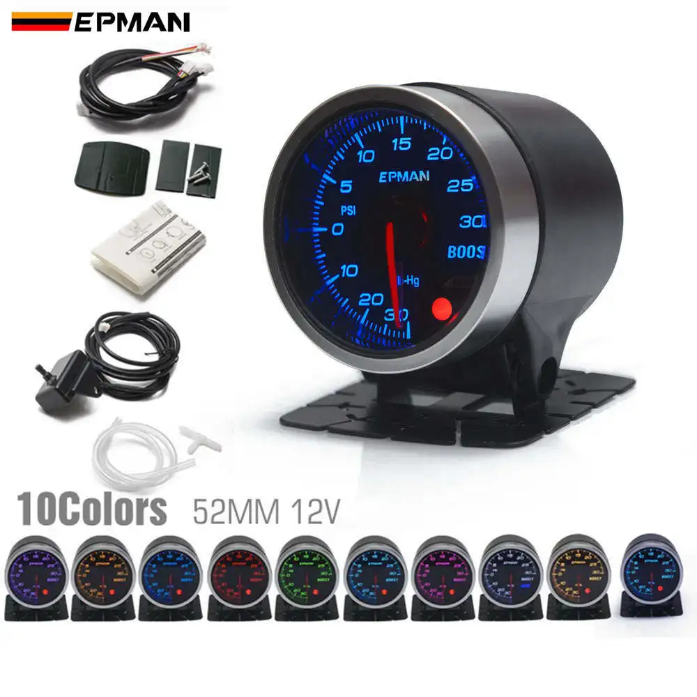 EPMAN Racing Car 2" 52mm 10 Colors Backlights PSI Turbo Boost Gauge