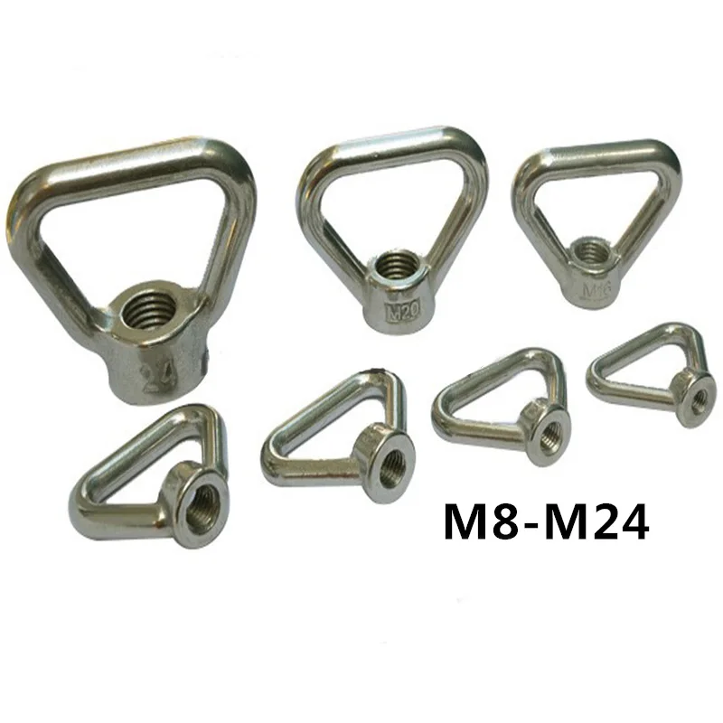 5 Pieces Ring Lifting Eye Nuts Triangle Eye Nut Female Threaded Nut Fastener for M4 Nuts M8 Triangle Eye Nut Lifting Accessories Surface Polishing Silver