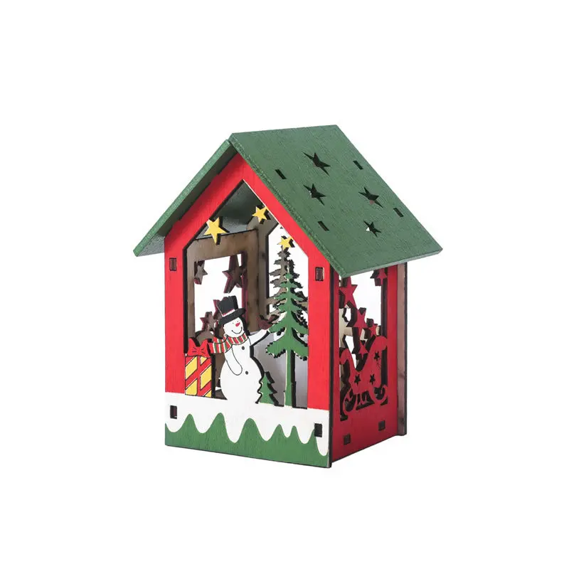 Год, Рождество, сделай сам, светящаяся хижина, инновационный Рождественский Снежный домик с деревянным декором для домика, подвеска на елку - Цвет: 2