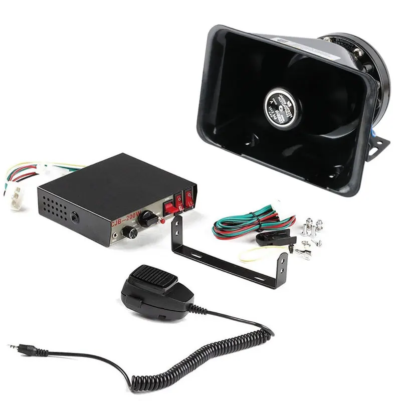 200W 1 set B 1 шт. автомобильный рожок 200 Вт PA черный металлический плоский динамик, 12 в мегафон электронный динамик для аварийной машины США полицейская сирена - Цвет: 200W 1 set B