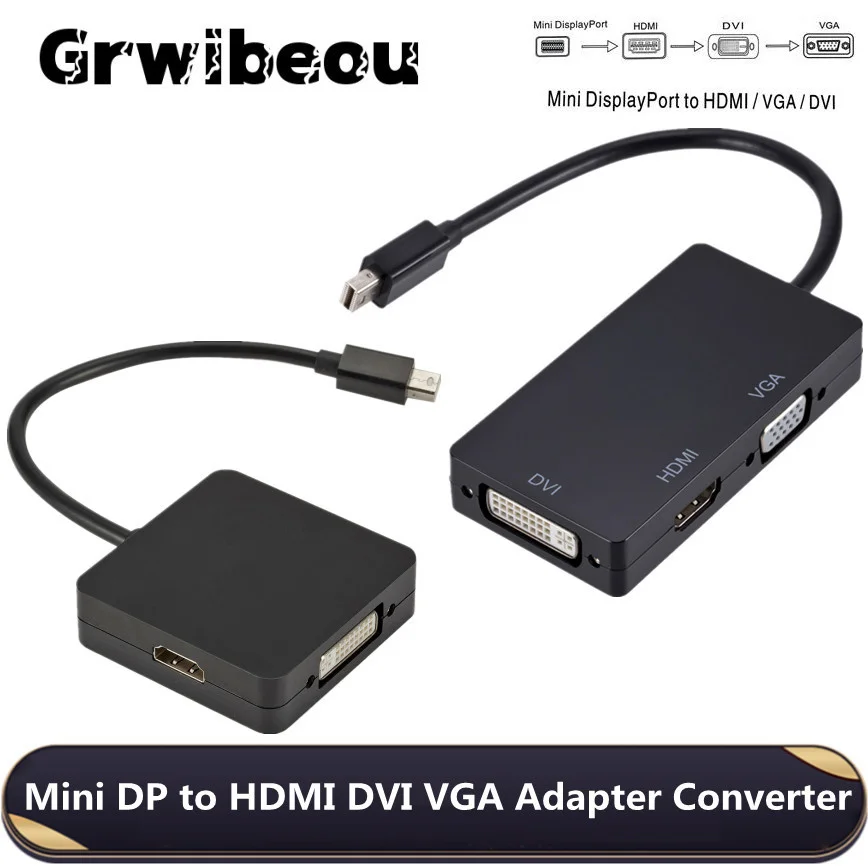 3 In 1 Thunderbolt Mini Display Port Mini Dp Maschio A Hdmi Dvi Vga Femmina Cavo Convertitore Adattatore Per Apple Macbook Air Pro Hot